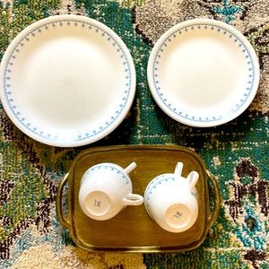 Vintage Corelle Snowflake Garland Dishes, set of 12